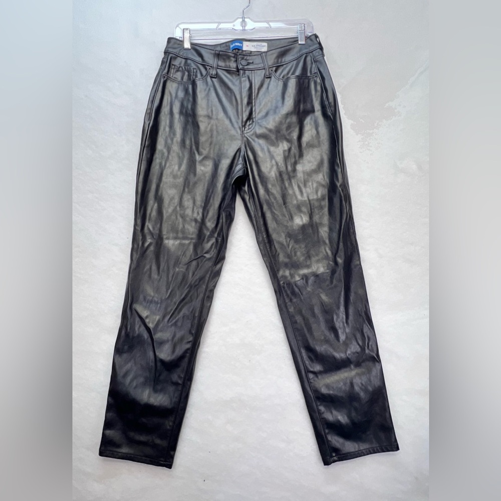 Old Navy High-Rise OG Straight Faux Leather Pants Black Size 10 Secret-Smooth‎